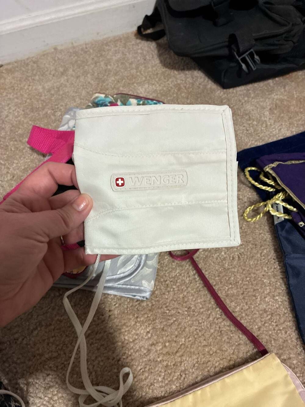 Wenger White Travel Passport Holder Neck Pouch
